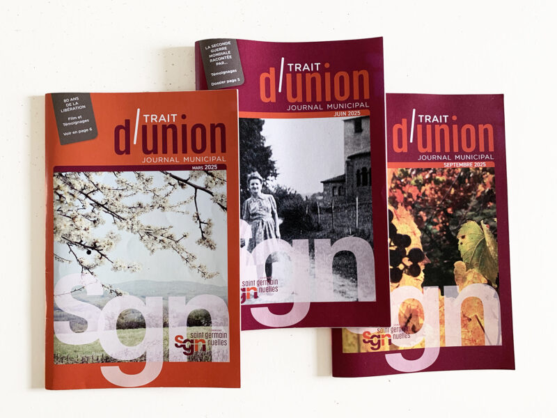 Trois couvertures du bulletin municipal de la commune de Saint Germain Nuelles